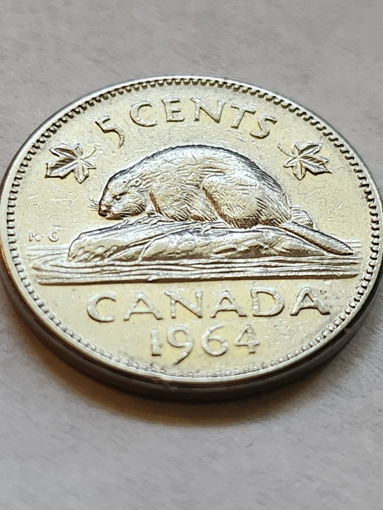 1964 Canada 5 cent circulated coin