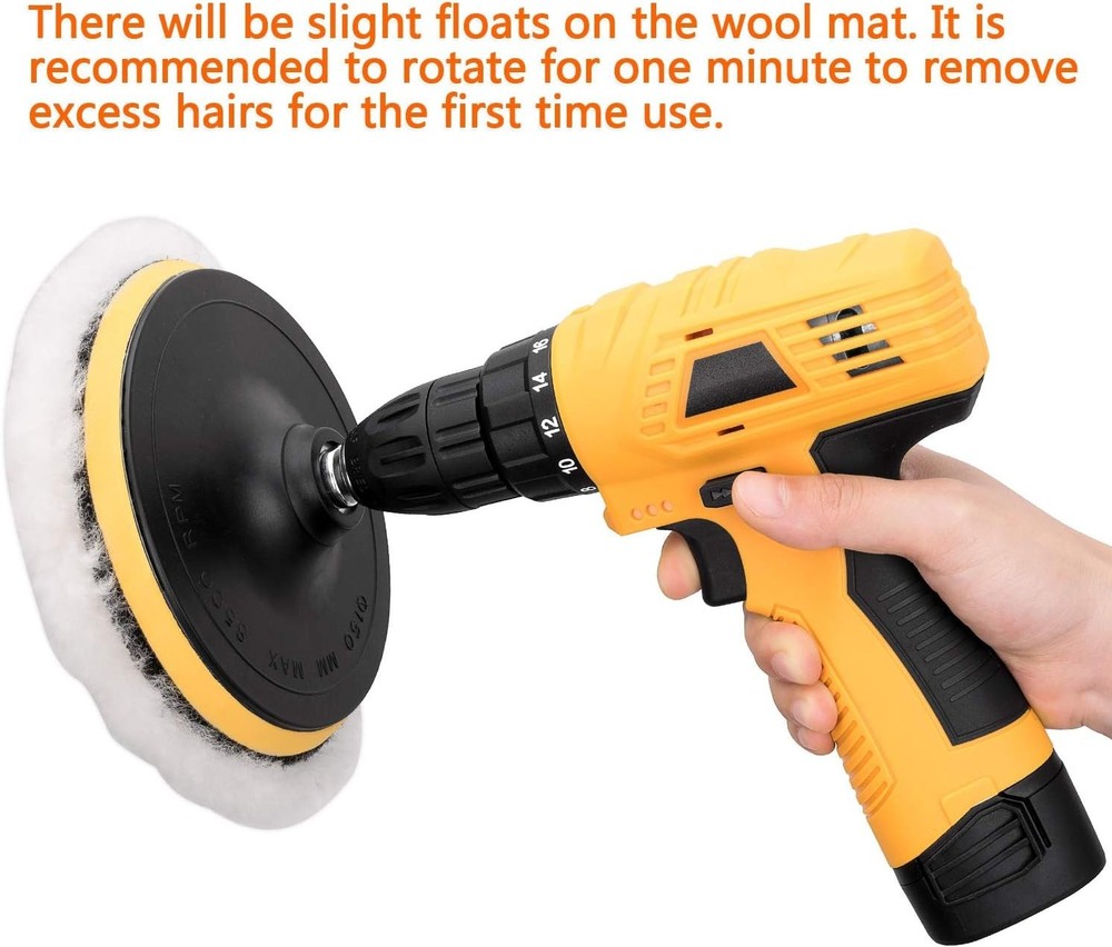 Versatile 6-Inch Buffing Pad Kit with Drill Adapter - 11 Professional Tools