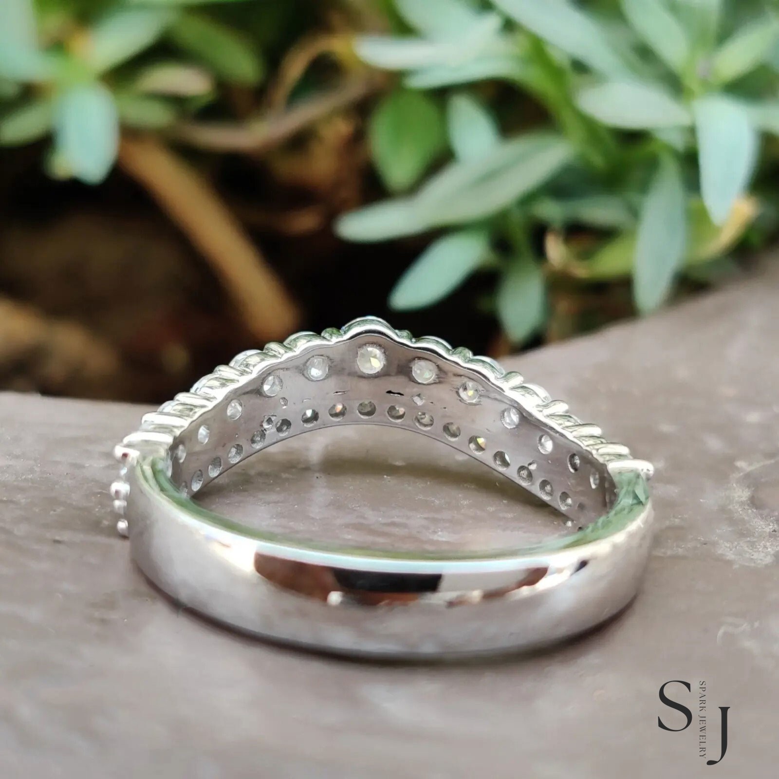 2.00 Carat VVS1 Round Cut Moissanite Eternity Wedding Band Solid 14k White Gold