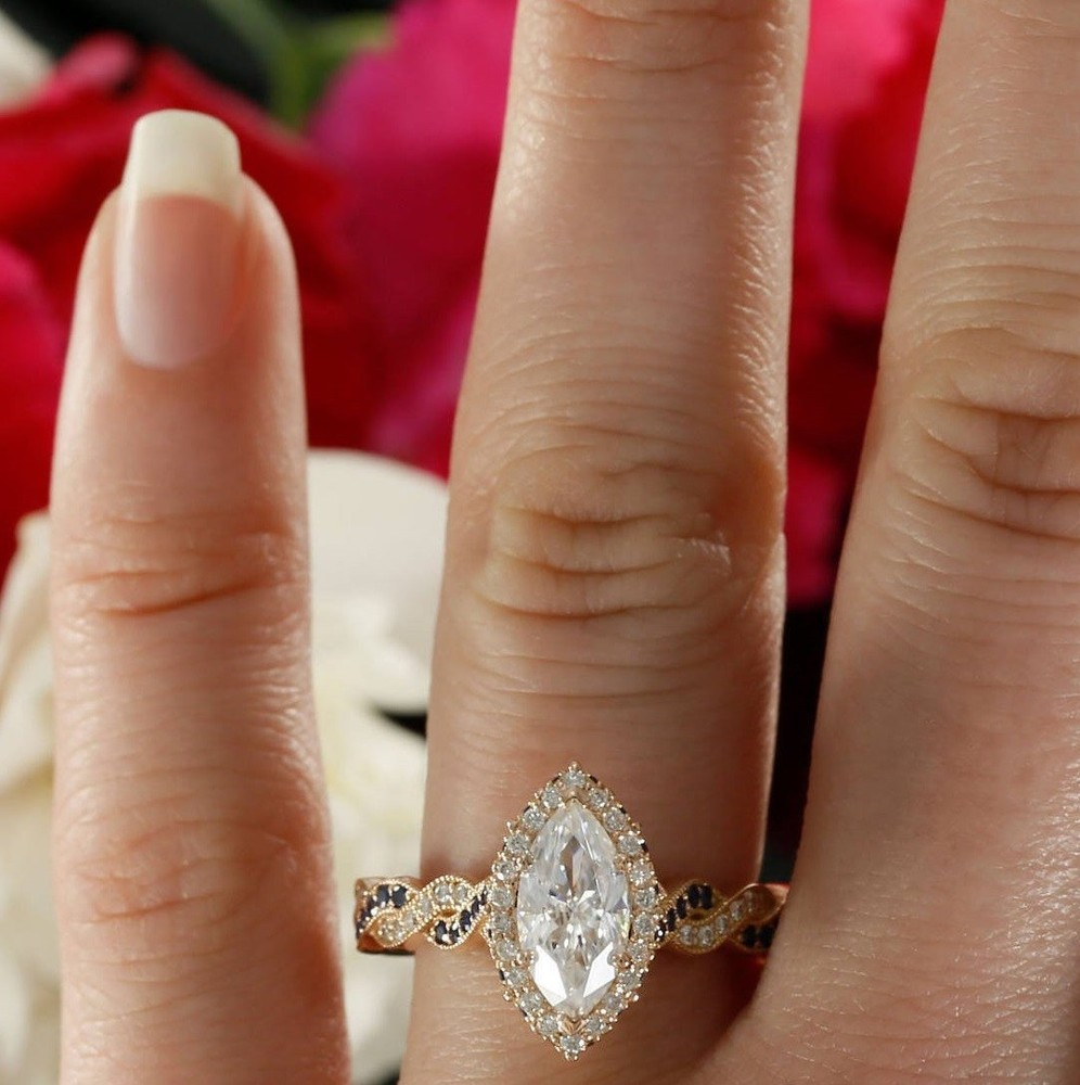 2.5ct Marquise Cut Simulated Diamond Sapphire Infinity Ring White Gold Plated