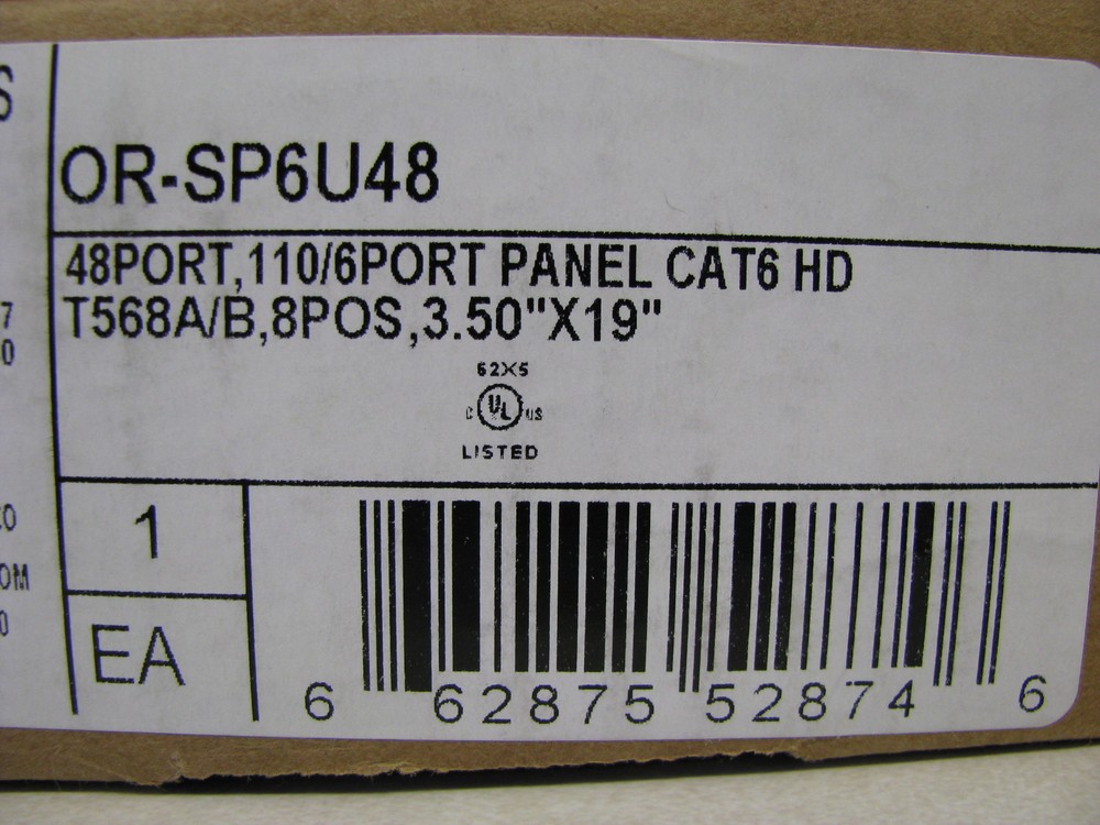 Ortronics TechChoice Cat6 48-Port Patch Panel OR-SP6U48 ~STSI