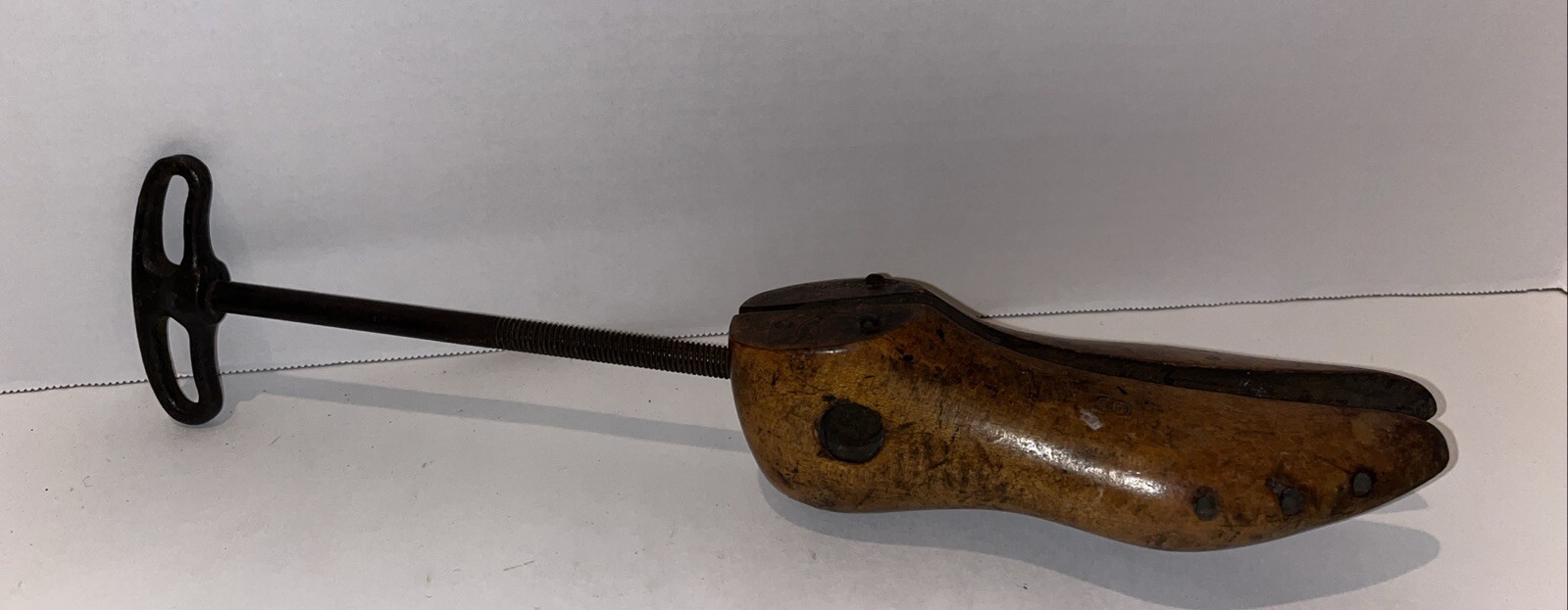 Antique Shoe Stretcher Crank Tree Authentic Marks Wood & Metal