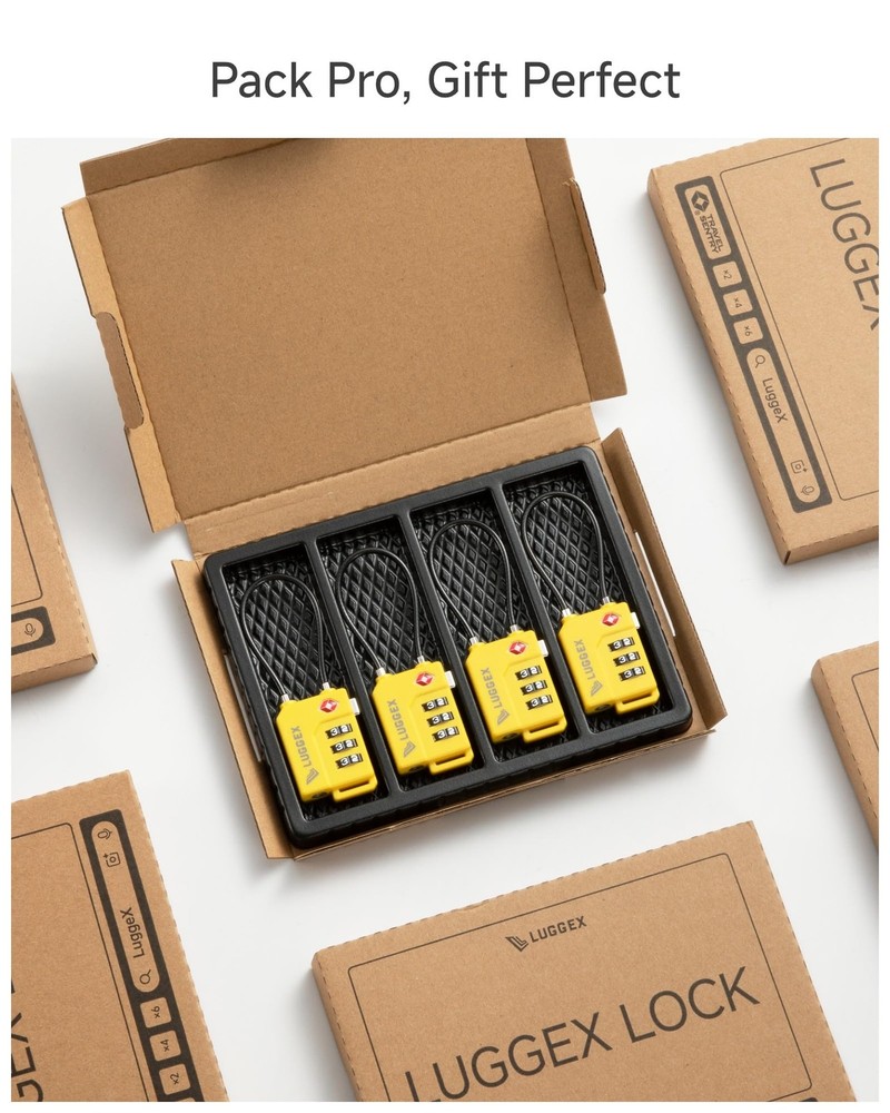 LUGGEX TSA Locks for Luggage, Suitcase Approved, 4 Pack, Black