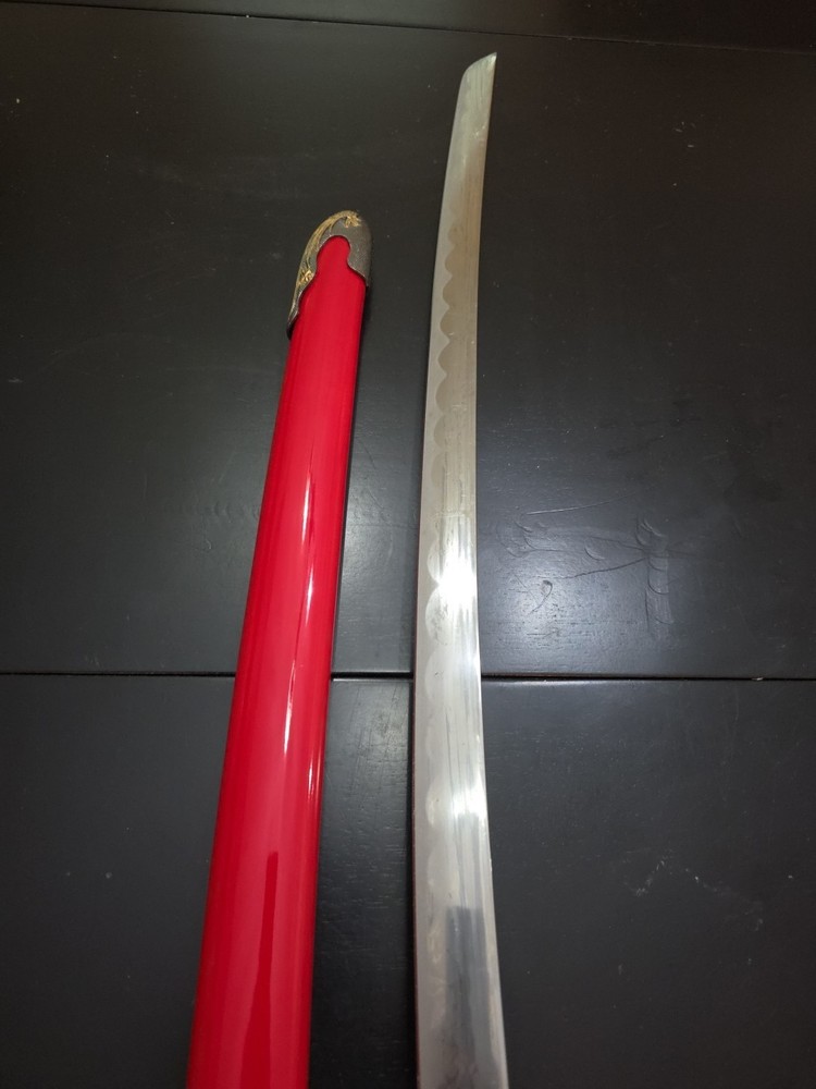 Replica Samurai Katana Red Black And Scabbard 38"