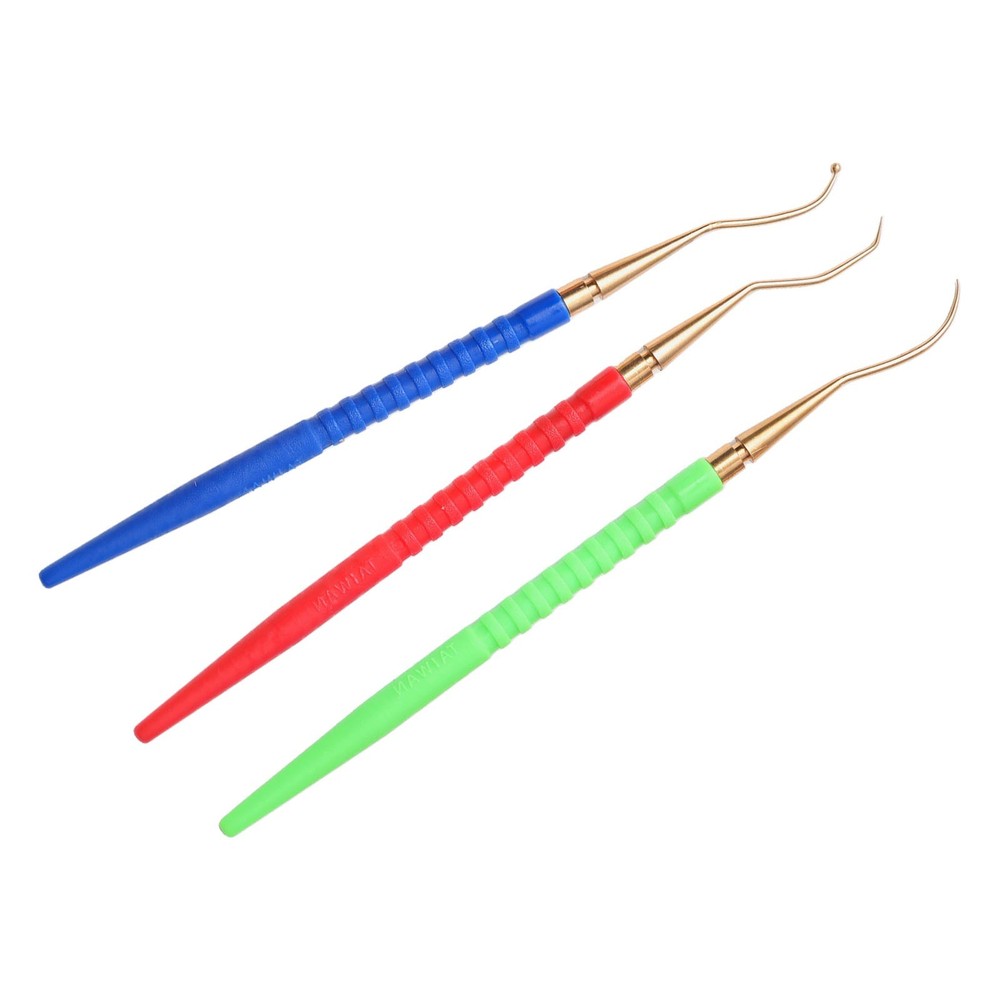 High Grade ORing Remover Tool Brass Pick Hooks Plastic Handle 3Pcs Pack