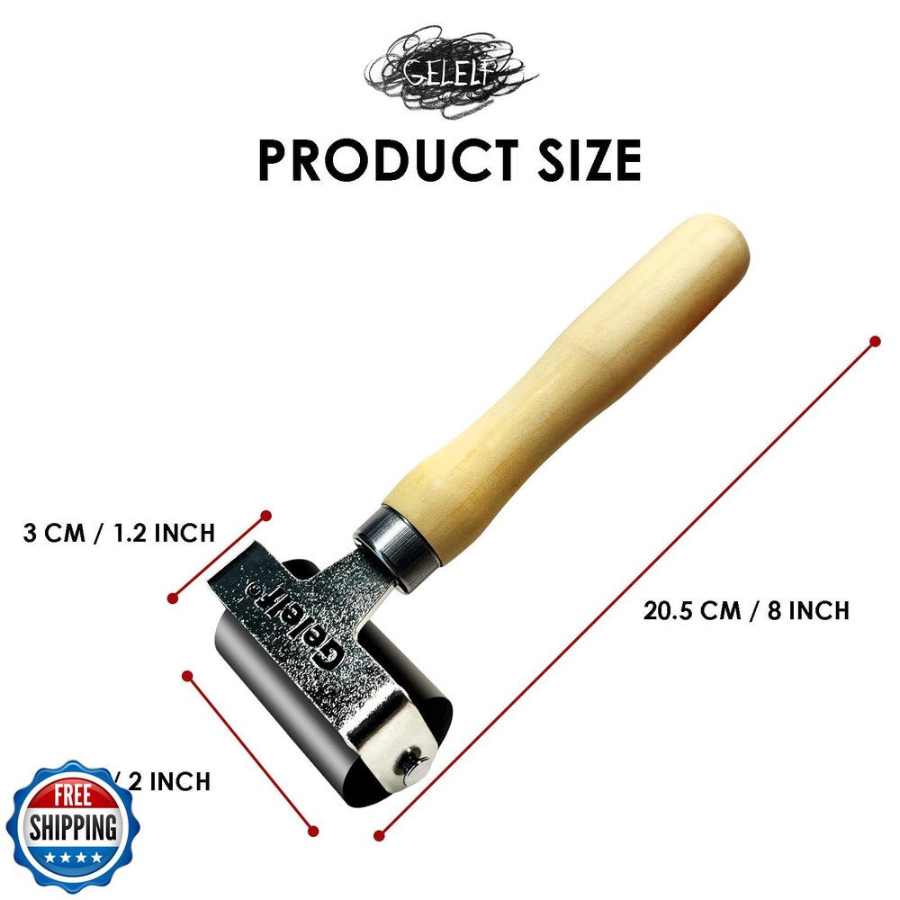 GELELF Smooth Peeling Brayer Roller - Wood Hand Roller Rollers Ink Roller Tap