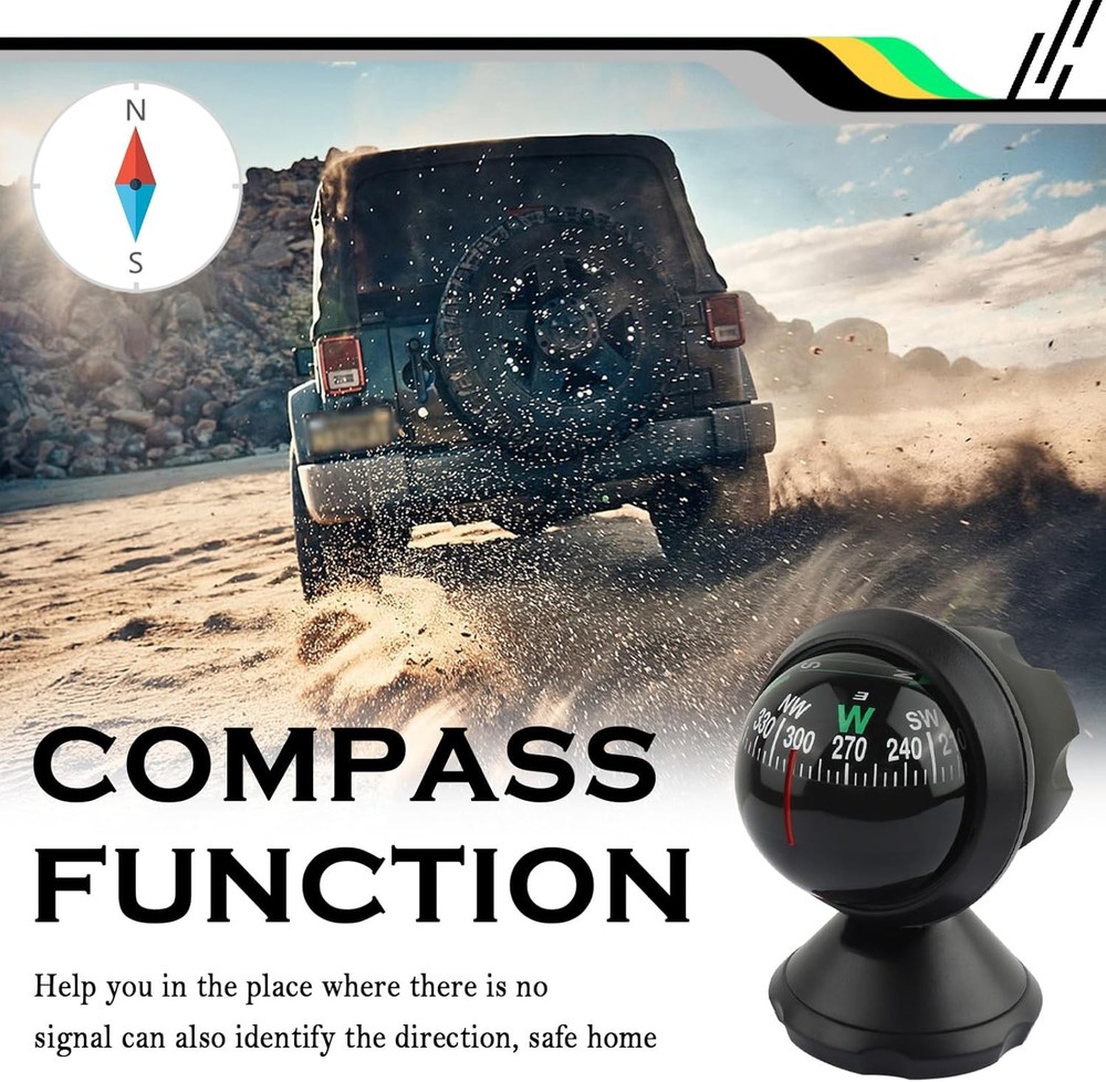 Adjustable Night Vision Car Compass Ball with Bottom Stick for Navigation