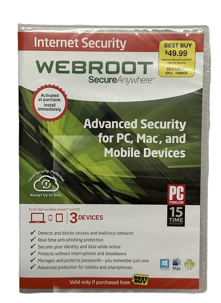 Webroot SecureAnywhere Internet Security - Full Version for Windows & Mac...