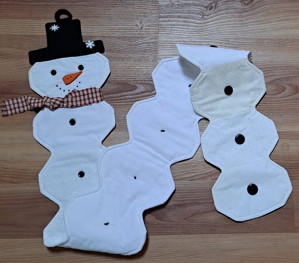 Vintage Handmade Christmas Patchwork Wall Hanging Snowman Decor