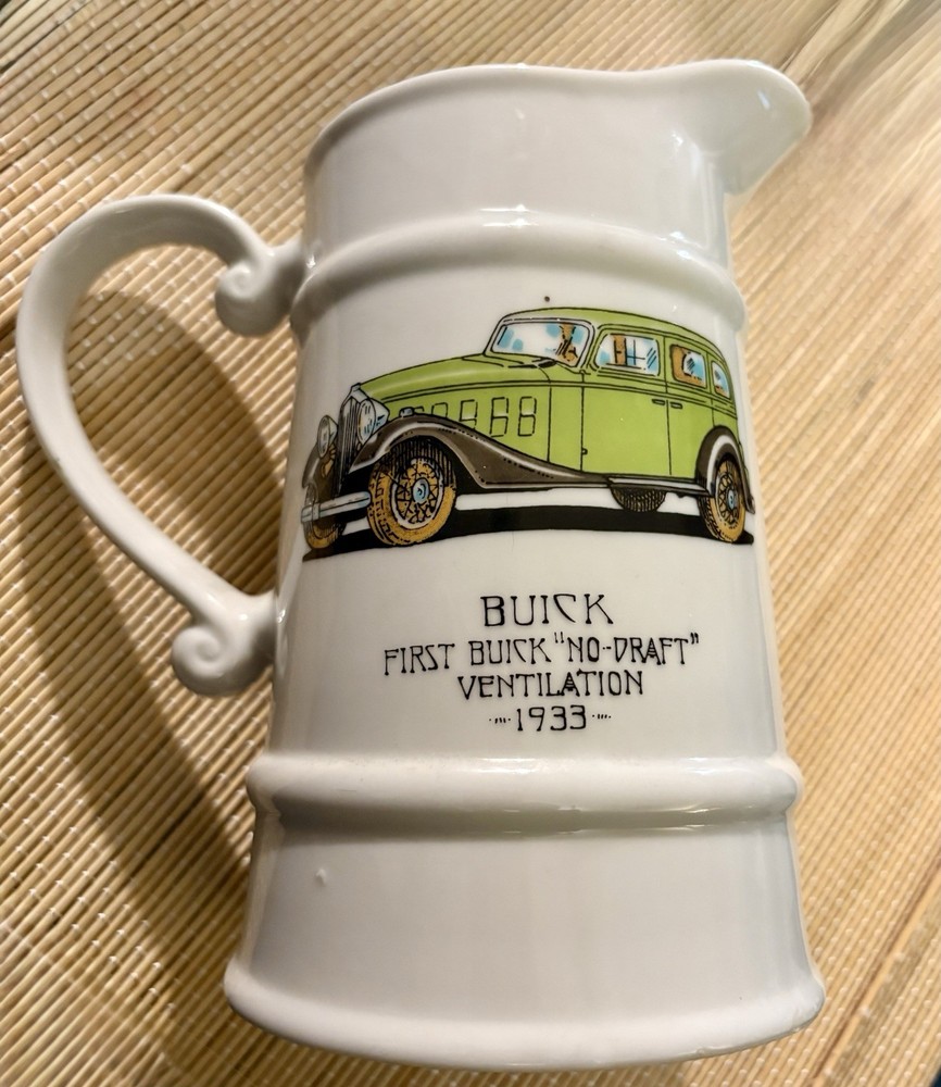 Vintage Commemorative Buick 1933 "First Buick No-Draft Ventilation” Pitcher EUC