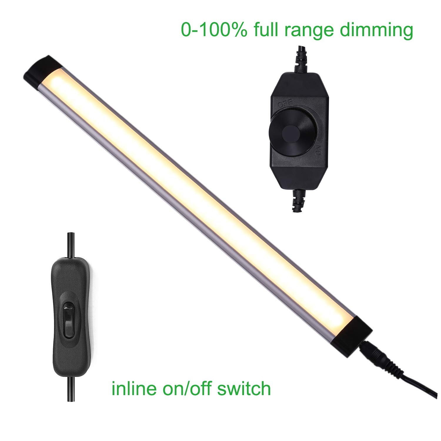 LED Under Cabinet Lighting Plug in, Dimmable Under Counter Light Rigid Bar 12V