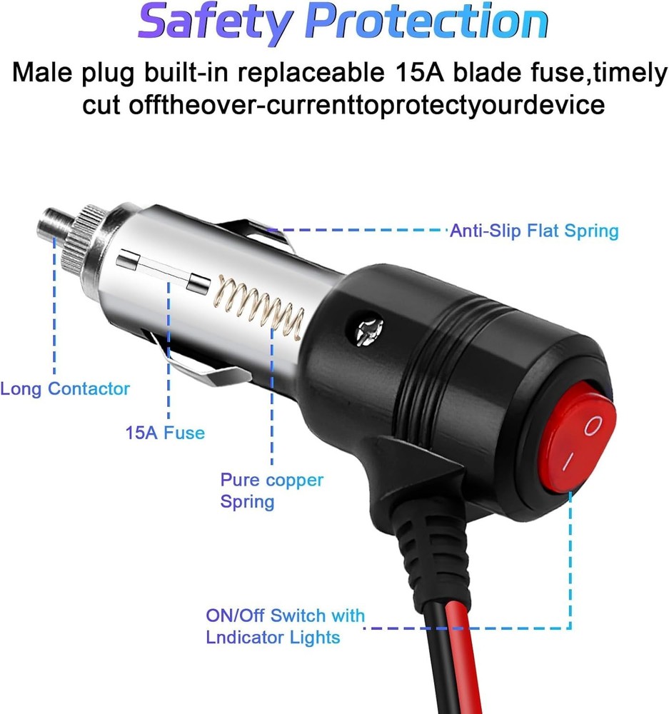 Universal Car Cigarette Lighter Adapter with Switch 2-Socket 12V/24V Splitter