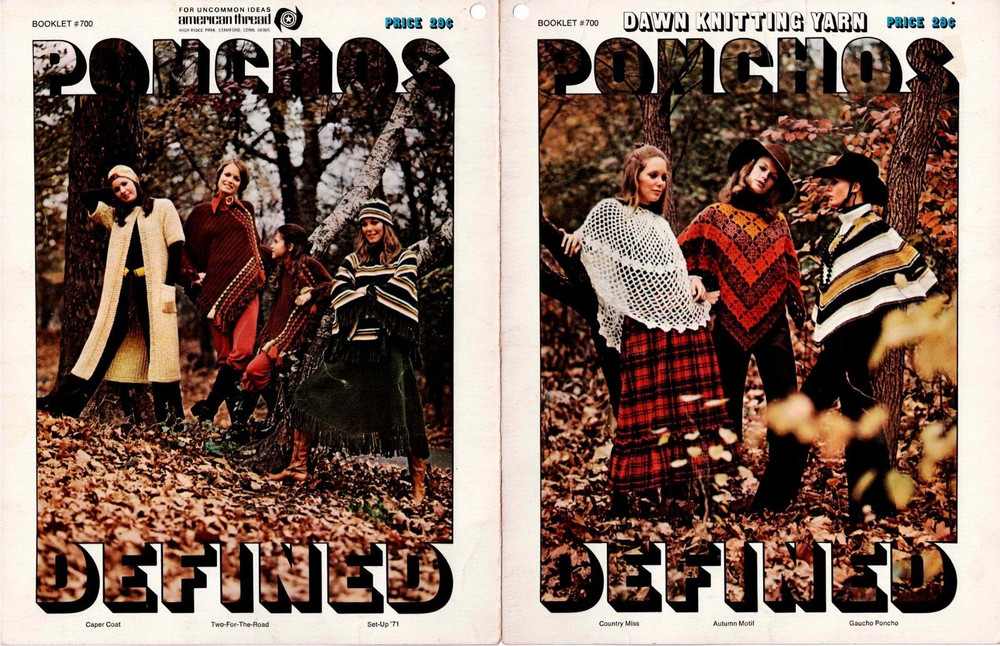 Ponchos Defined Poncho Pattern Leaflet 6 Patterns  1970's VTG Dawn Knitting