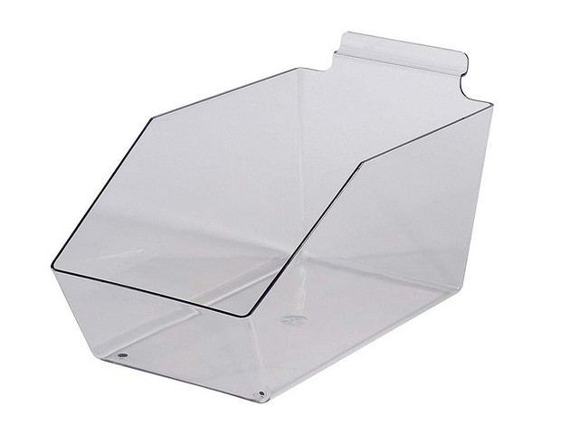 6 Dump Bins For Slatwall Clear Set of 6 Plastic Slat Wall Display 6” x 11 ½” x 5