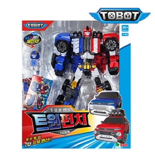 TOBOT TWIN PUNCH Blue & Red Car Combine Transformer Robot Action Figure 2024