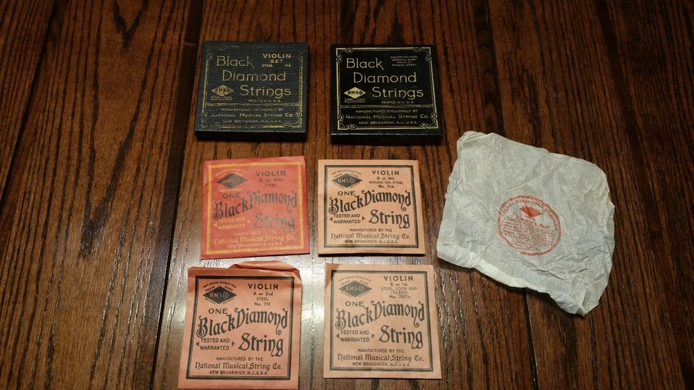 Vintage Black Diamond Violin Strings in Box