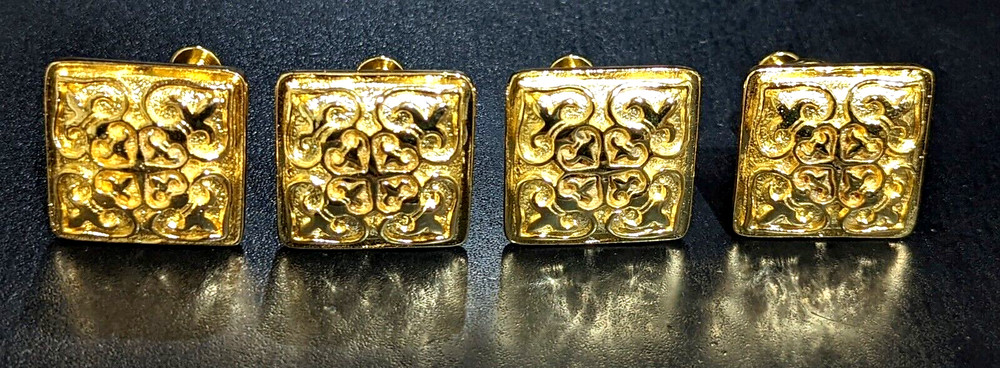 4 GOLD HEAVY PEWTER VICENZA FLEUR DE LIS KNOBS - DRAWER CABINET KNOB PULL PULLS