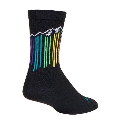 Sockguy Prism Peak Wool Crew Socks 5-9 Black/Multi