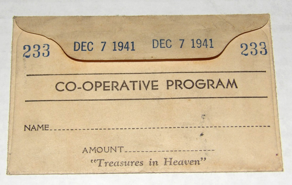 Vtg Beginning WWII December 7 1941 Church Tithe Envelope Treasures in Heaven