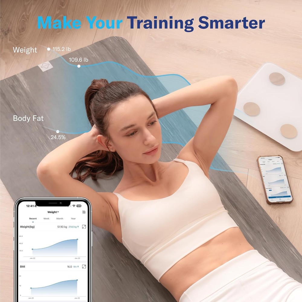 Smart Body Fat Scale, Digital BMI & Muscle Mass Analyzer, Bluetooth, Wireless