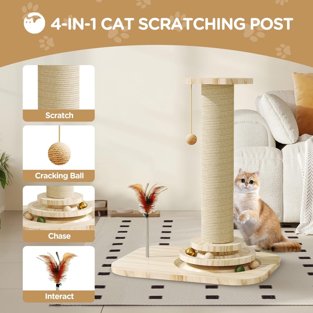 Cat Scratching Post Small Scratching Post with Vertical Scratcher and Trackin...