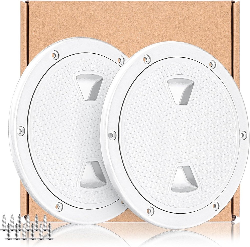 2X 6" Screw Out Deck Plate Inspection Hatch Round Plastic Access Boat Hardware