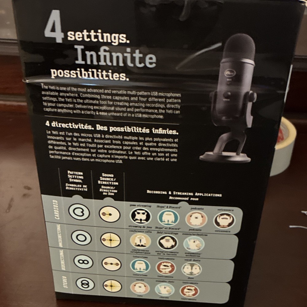 Blue Yeti Blackout USB Microphone Black, Cardioid Stereo Multi-Pattern