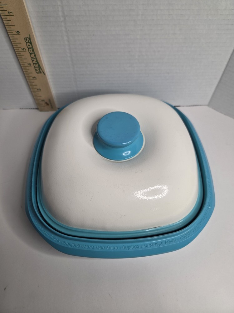 Range Mate Microwave Grill Pan Teal & White With Lid