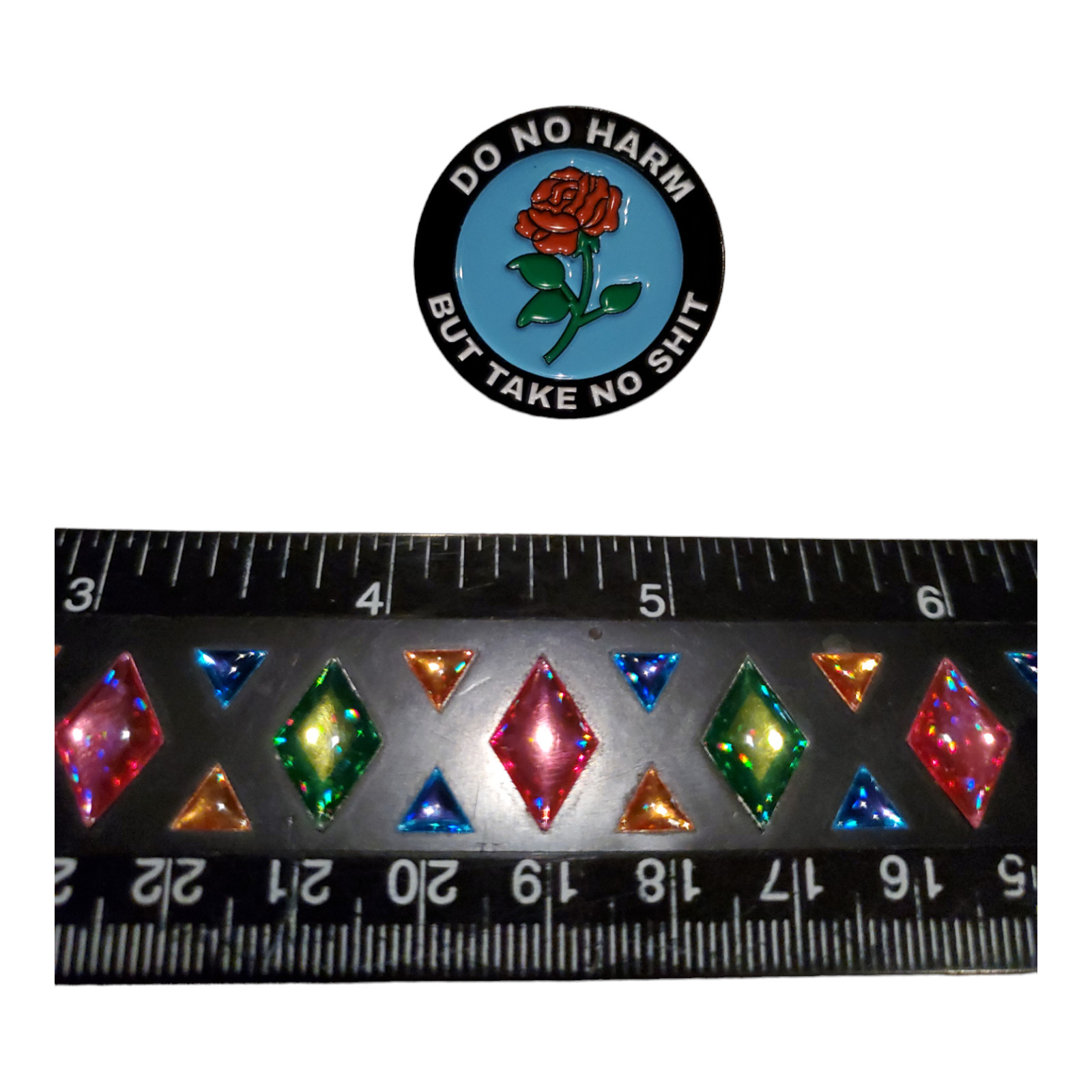 Do No Harm But Take No Shi* Red Rose Enamel Pin Lapel Flower Floral Gift New