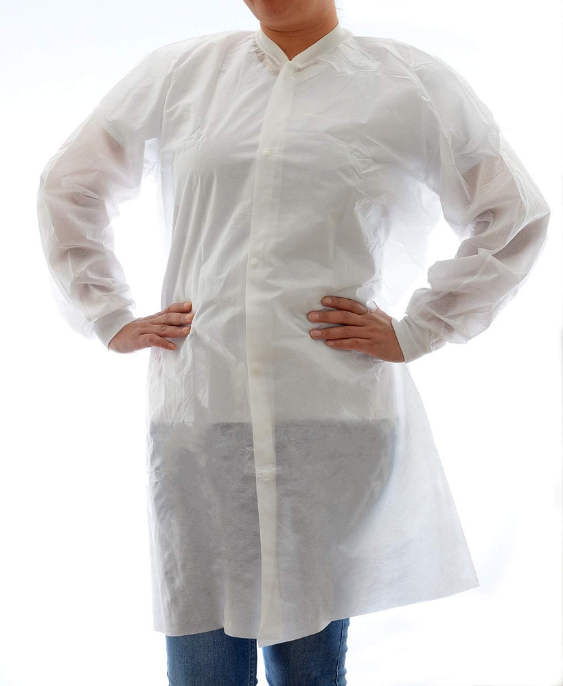Disposable SMS Lab Coat, No Pockets, White