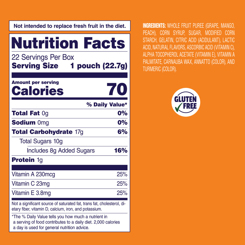 Welch's Fruit Snacks Mango-Peach Soft Fruit Snacks for Stocking Stuffers, .8 oz,