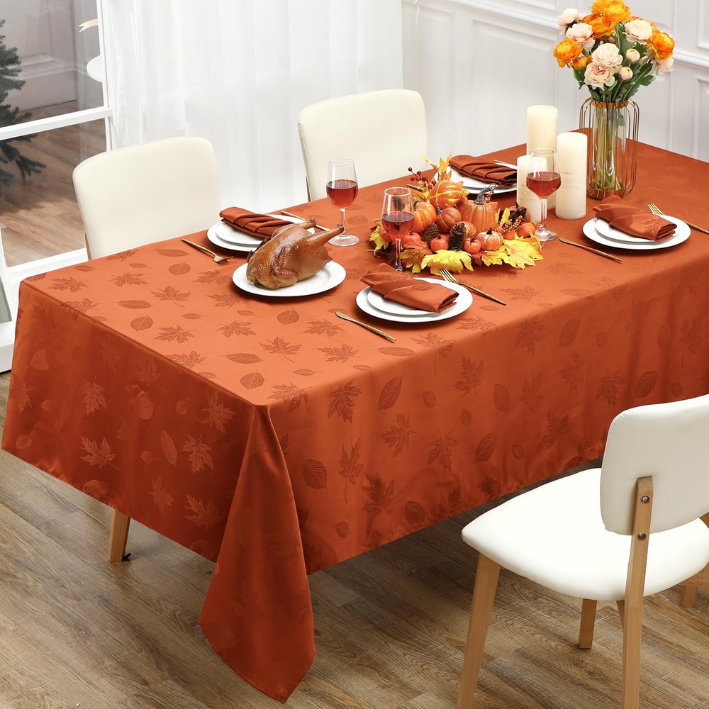 Tegeme Fall Tablecloth 60 x 120 in Autumn 60" x 120" (Rectangular), Rust