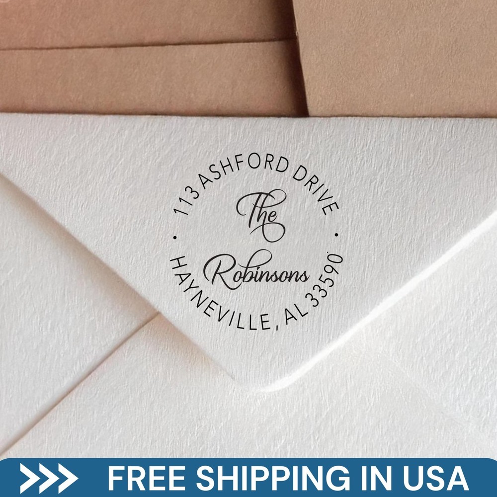 Custom Round Address Stamp Return Address Stamp Personalized Address Stamper