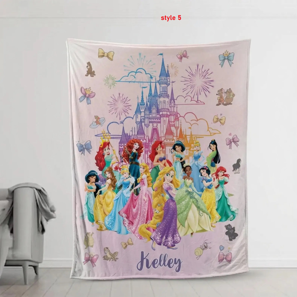 Custom Kids Princess Blanket – Personalized Name Flannel Throw