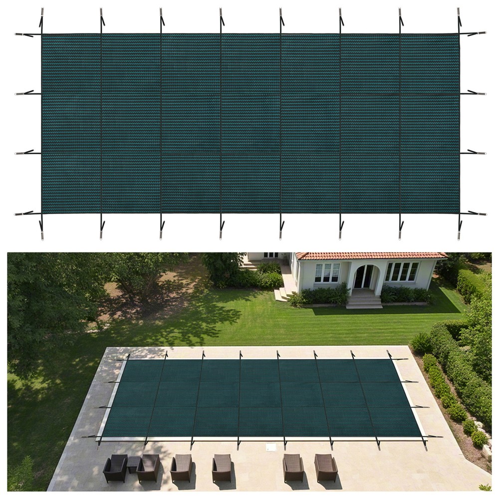 Swimming Pool Safety Cover 16x32FT Rectangular Pool Protecter Hardware Included
