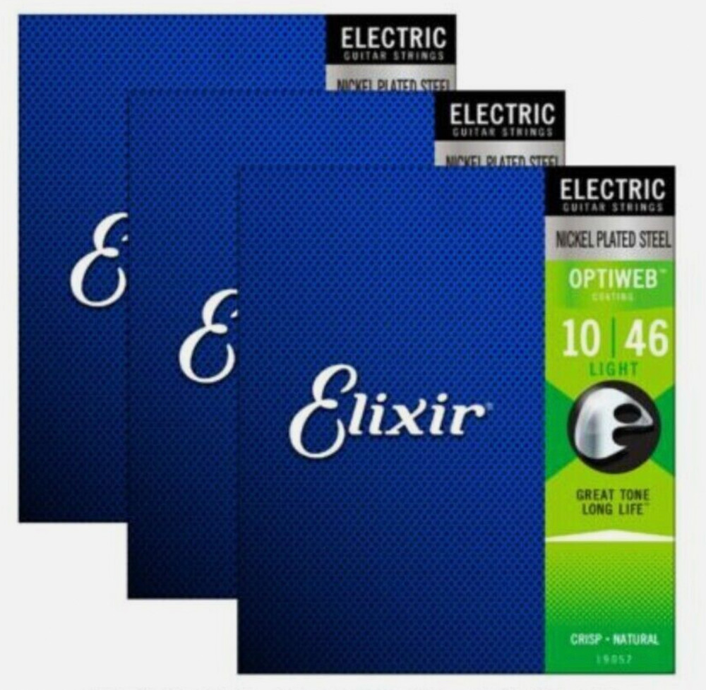 Elixir Strings 16552 Optiweb Electric Guitar Strings - .010-.046 Light 3-pack