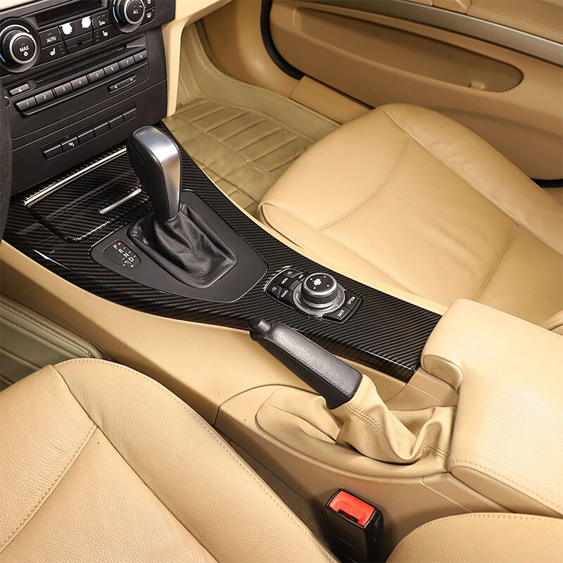 Carbon Fiber Look Center Console Control Panel Cover For BMW E90 E92 E93 08-2012