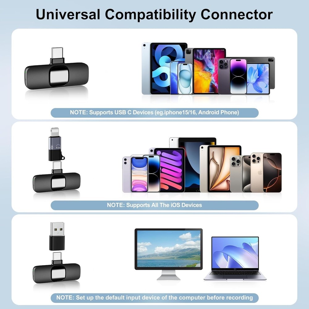 Compact Wireless Lavalier Mic for Content Creators - iPhone & Android Compatible