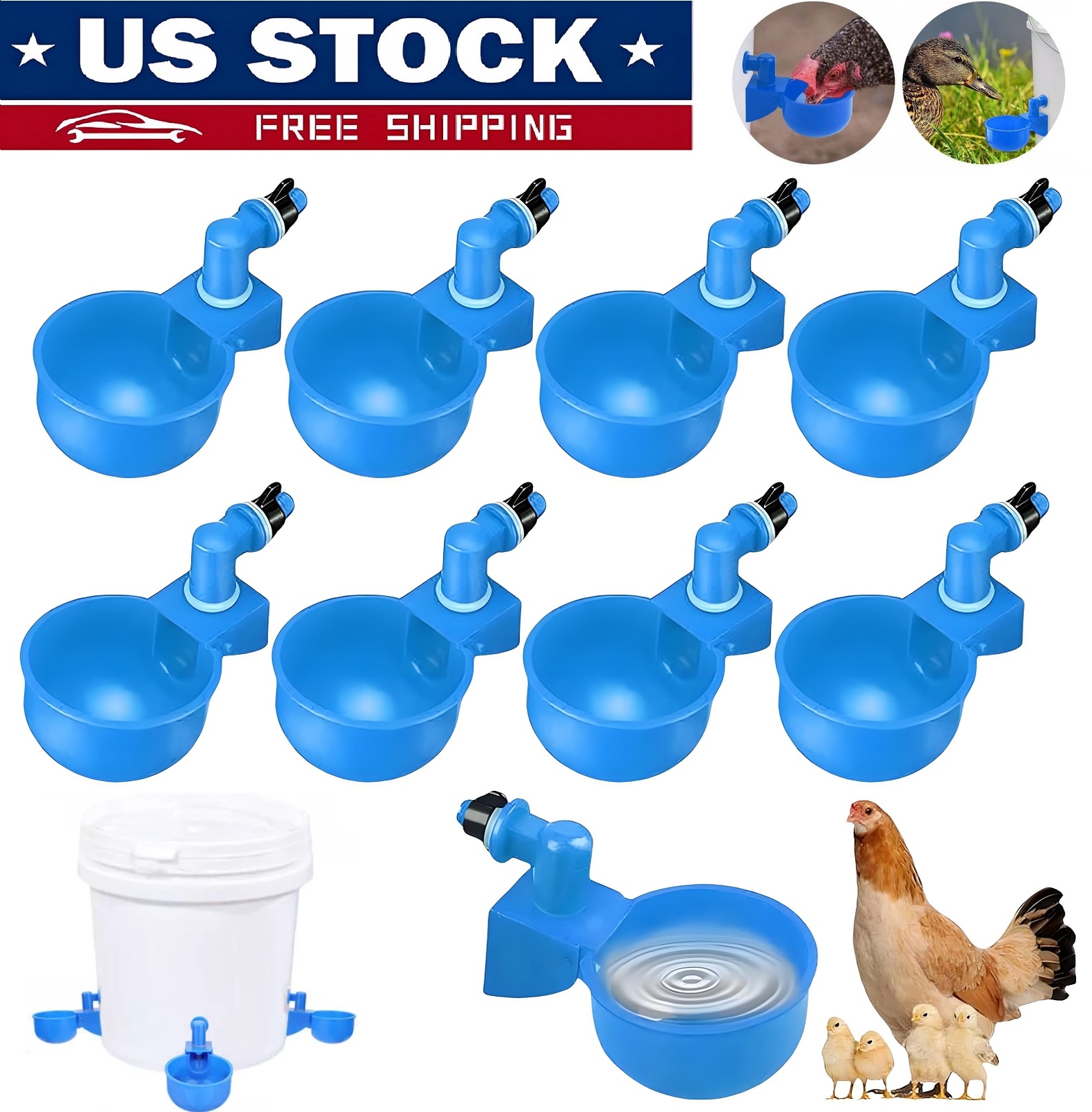 12Pcs Automatic Water Cups Poultry Drinker Waterer Chicken Duck Quail Drinking