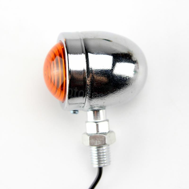 2X 12V Chrome Motorcycle Turn Signals Mini Bullet Blinker Amber Indicator Lights
