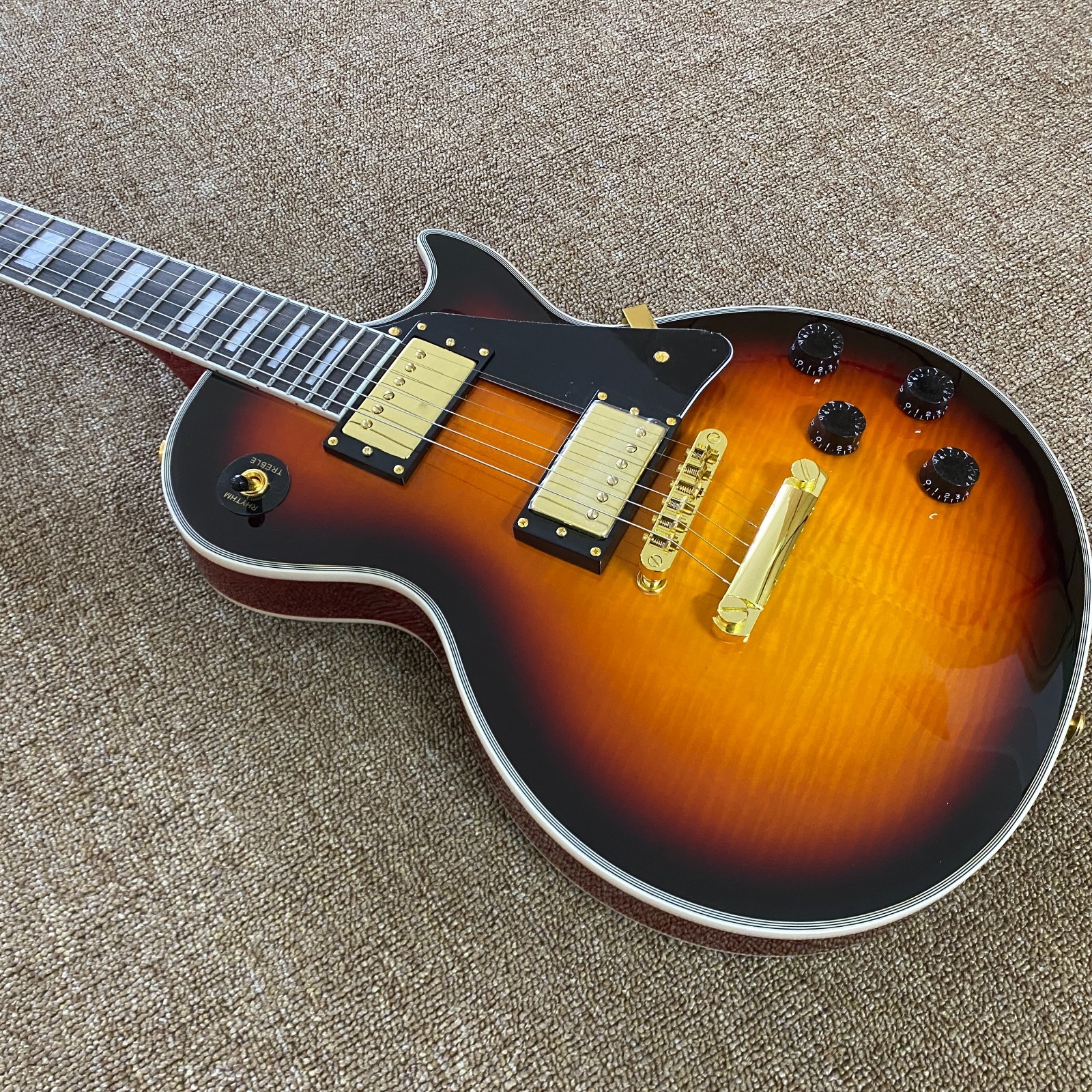 Ship from US LP Electric Guitar Mahogany Body Flame Maple Top only one