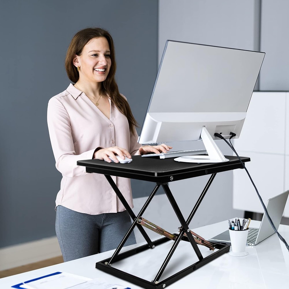 Ergonomic Black Pattern Desk Riser - Adjustable Standing Desk 23.6" x 15.7"
