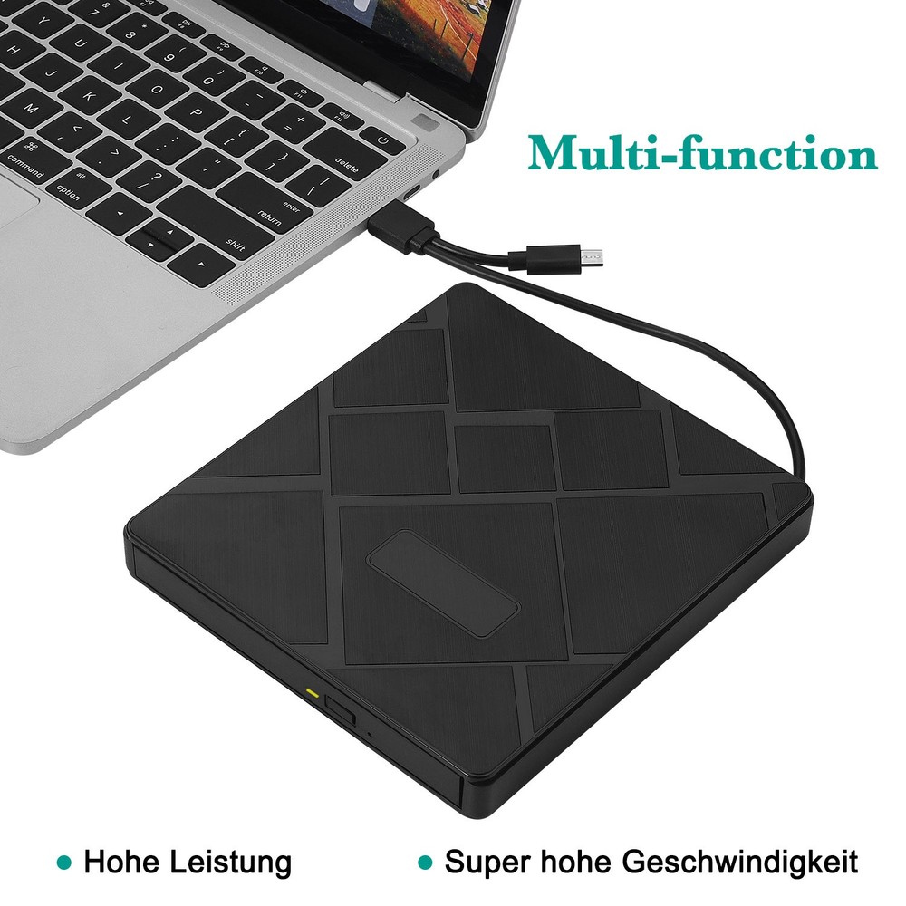 Type-C USB3.0 RW CD DVD Writer Burner External Optical Drive Player TF/SD Reader