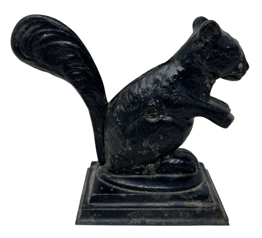 Antique Squirrel Nutcracker Black Cast Iron Crack Nuts With Tail & Mouth