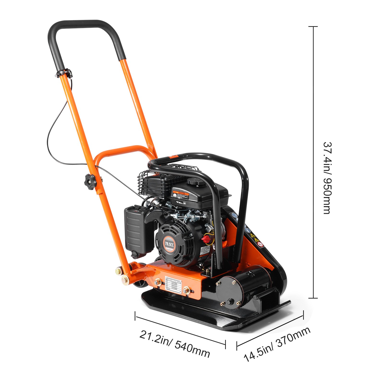Plate Compactor 2.8/6.5 HP Force Vibratory Compaction Tamper for Walkways,Patios
