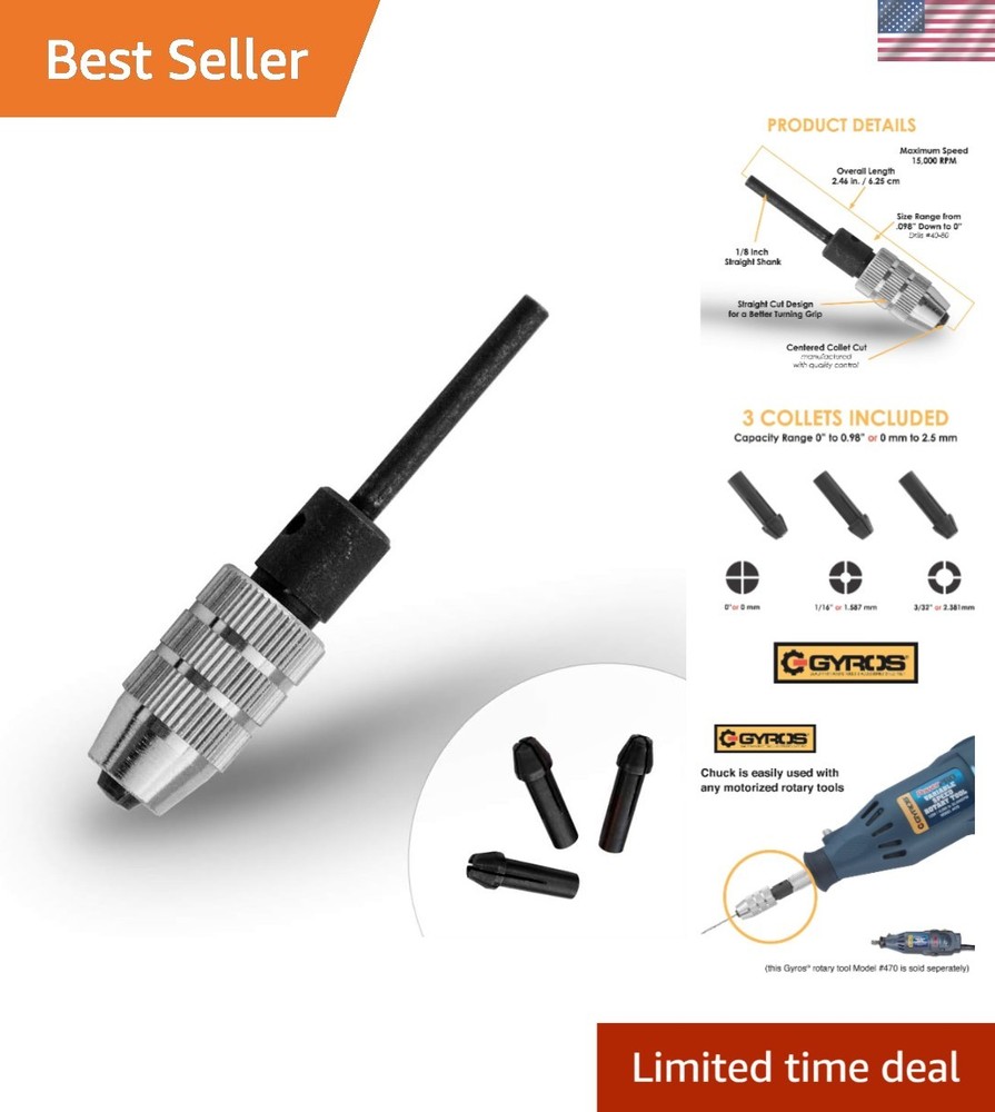 Versatile Micro Drill Chuck with Keyless Design & 3 Collets for Precision Tasks