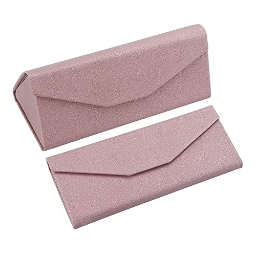 2 Pack Eyeglass Case Hard Shell with Foldable Design, Lxy_pink(2 Pack)