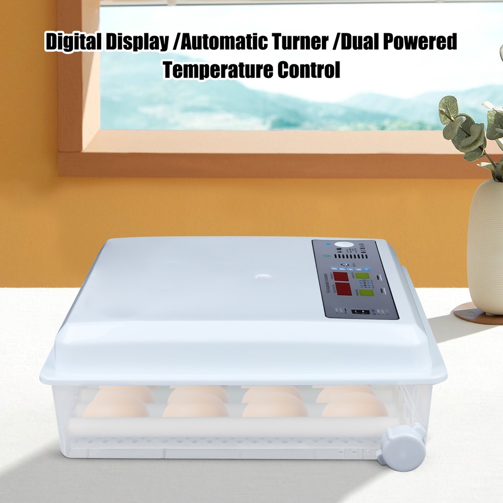 64 Eggs Digital Automatic Hatcher White Egg Incubator for Hatching Chicken Farm
