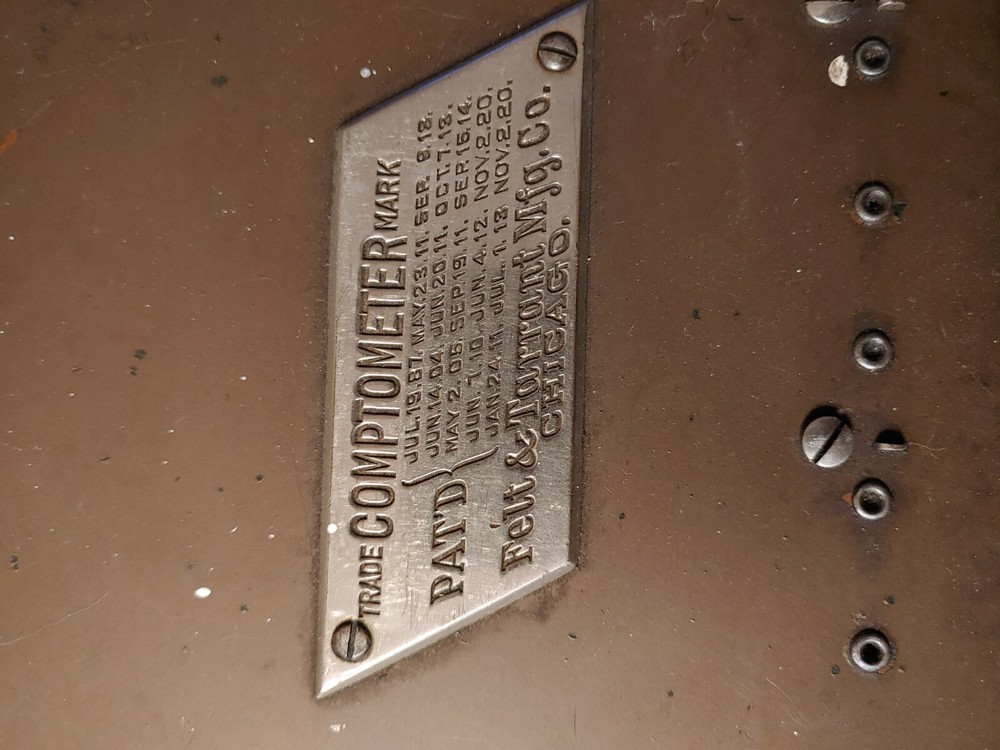Vintage Comptometer Mark Adding Machine Felt & Tarrant 11/2/1920 Patent Chicago
