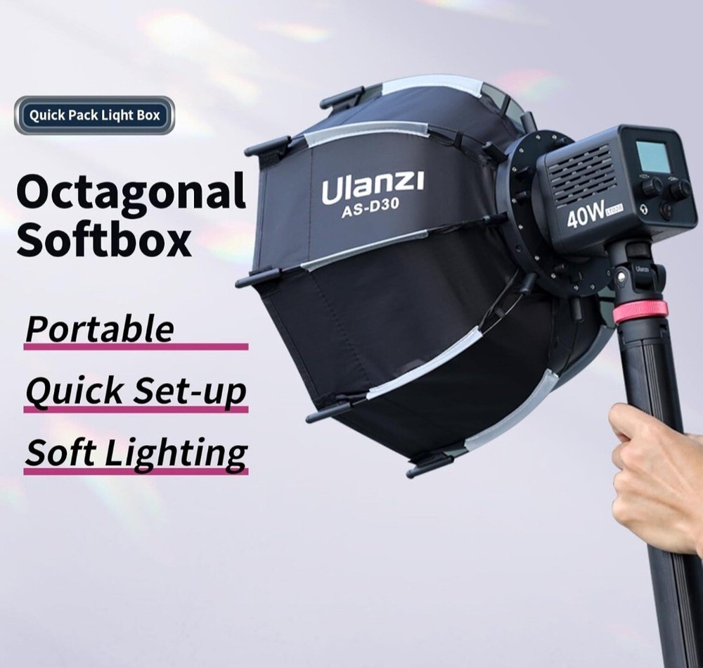 Ulanzi AS-D30 30cm Mini Bowens Mount Octagon Softbox Studio Flash & Speedlight